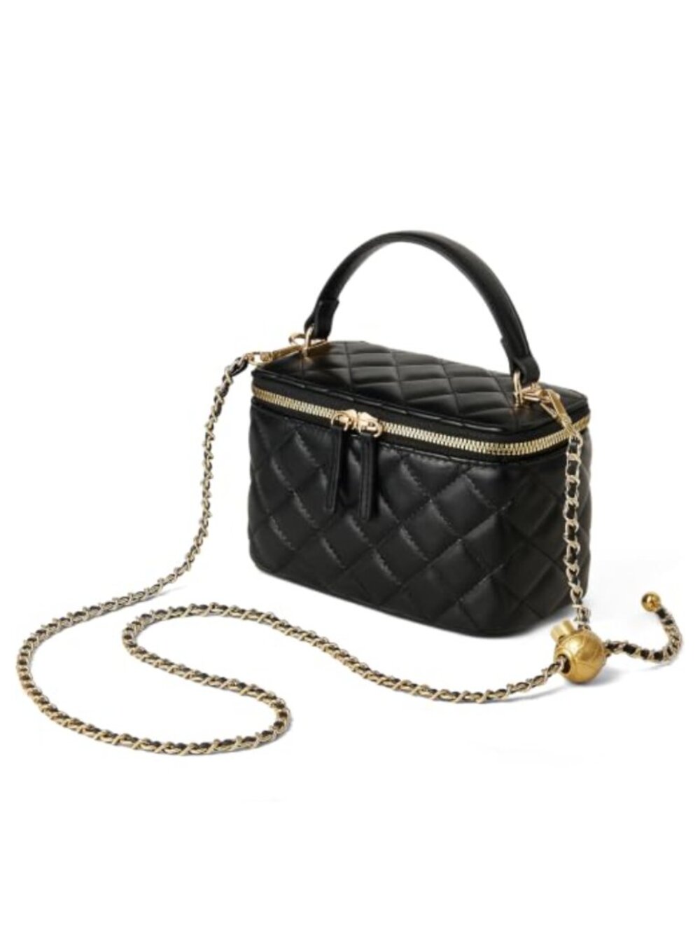 Small Quilted Box Crossbody Purse Vegan Leather Top Handle Bag